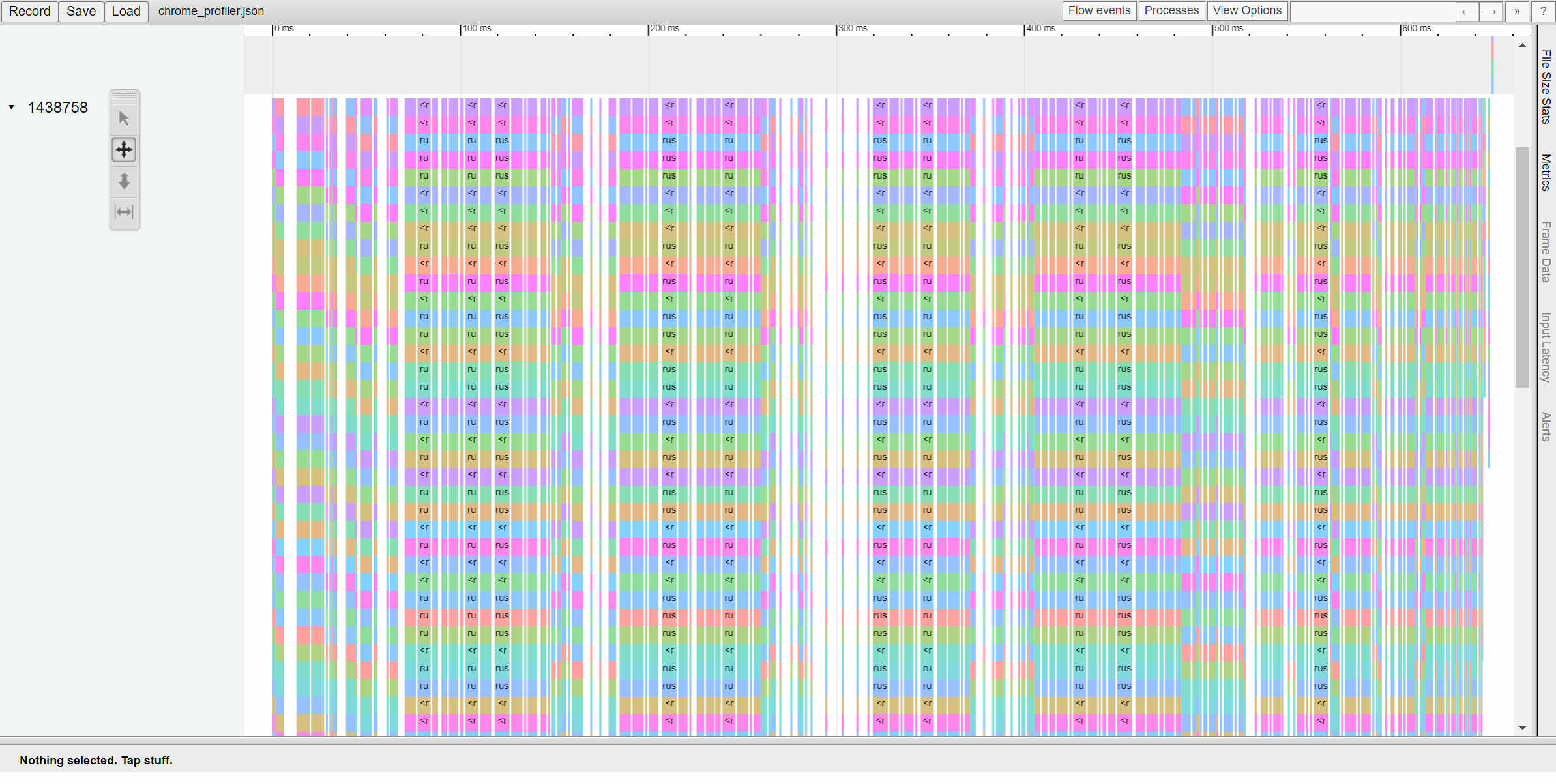 A chrome tracing profile, full of colors but really hard to read unless we zoom in